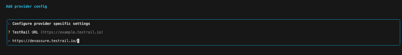 TestRail provider config URL