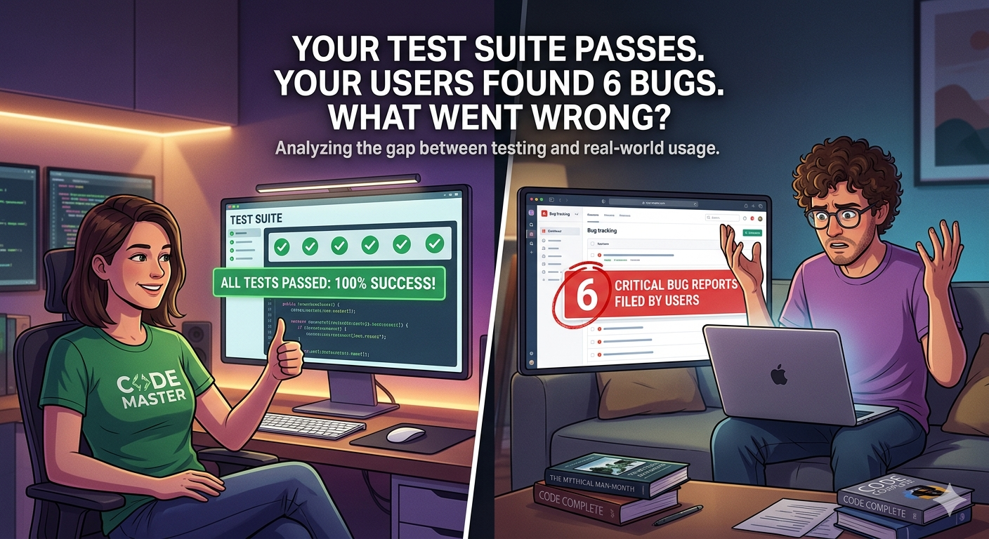 Your Test Suite Passes. Your Users Found 6 Bugs. What Went Wrong?